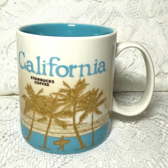 Starbucks California Coffee Mug – 2011 Edition, Palm Trees, Surfer & Beach Scene - Picture 1 of 4